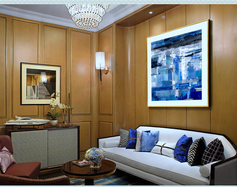 抽象晶瓷工藝畫 客廳裝飾畫 樣板房掛畫 玄關(guān)晶瓷畫 純手繪油畫 凌痕