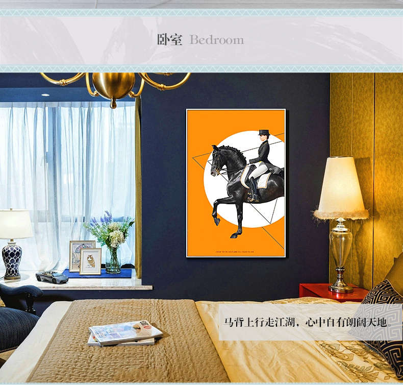 現代簡約客廳裝飾畫 歐式玄關走廊壁畫 法式晶瓷畫 純手繪油畫 馬背上的女子