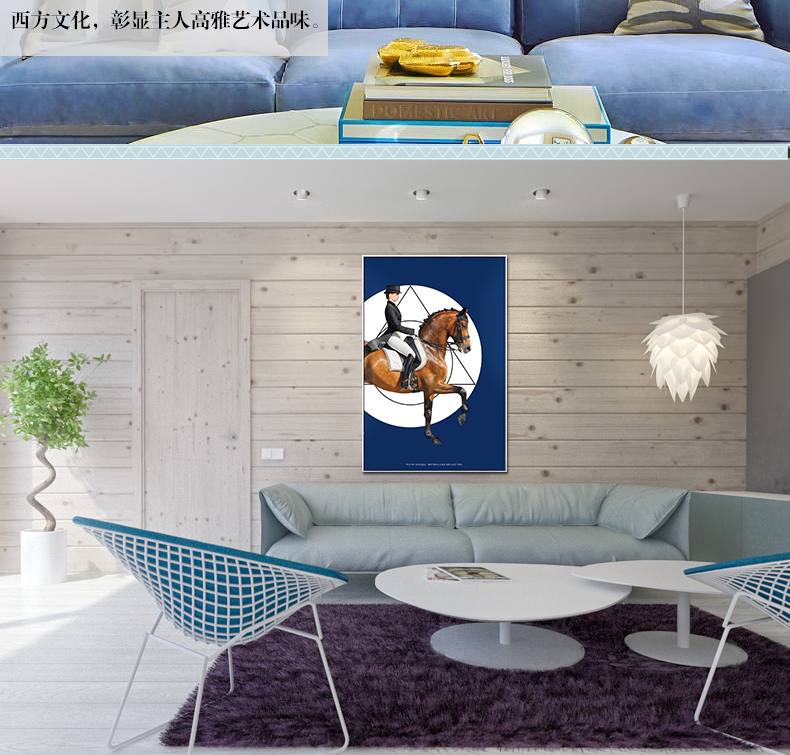 現代簡約客廳裝飾畫 歐式玄關走廊壁畫 法式晶瓷畫 純手繪油畫 馬背上的女子