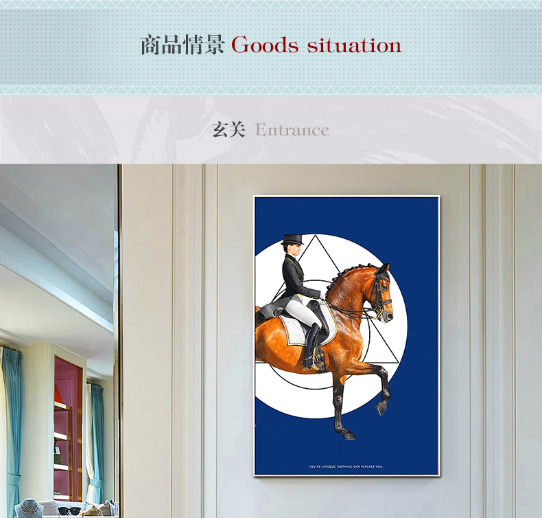 現代簡約客廳裝飾畫 歐式玄關走廊壁畫 法式晶瓷畫 純手繪油畫 馬背上的女子