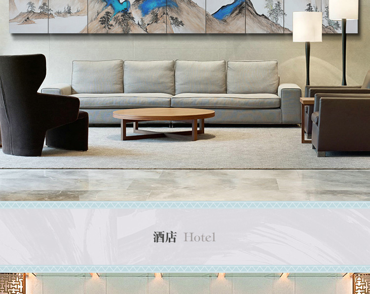 新中式會(huì)議室酒店山水風(fēng)景壁畫(huà) 大型高端定制巨幅手繪裝飾畫(huà) 南山