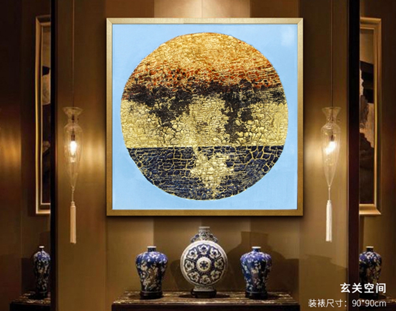 抽象客廳裝飾畫 臥室原創(chuàng)純手繪抽象畫 玄關鋁合金框掛畫 抽象畫4