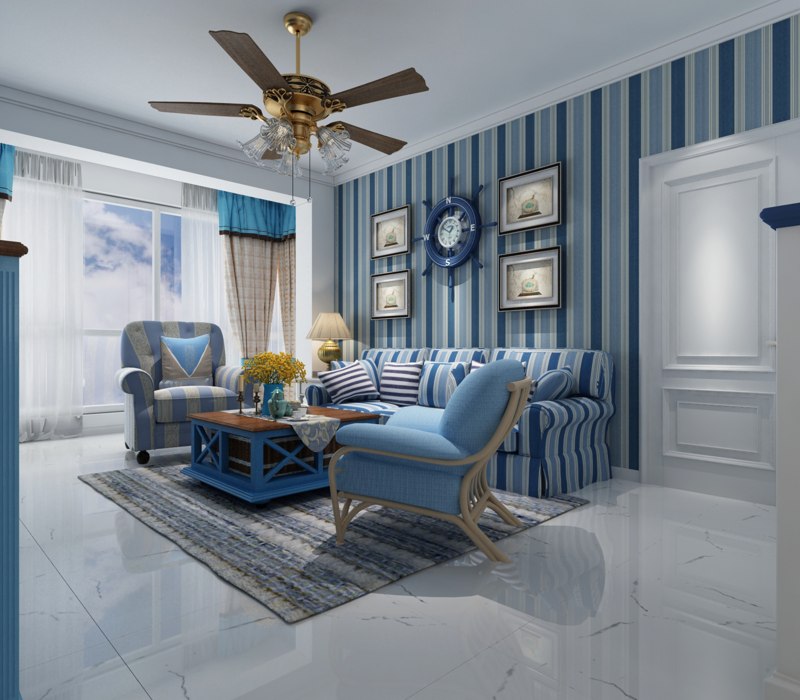 遼陽藍色為主調(diào)的家裝裝修案例賞析